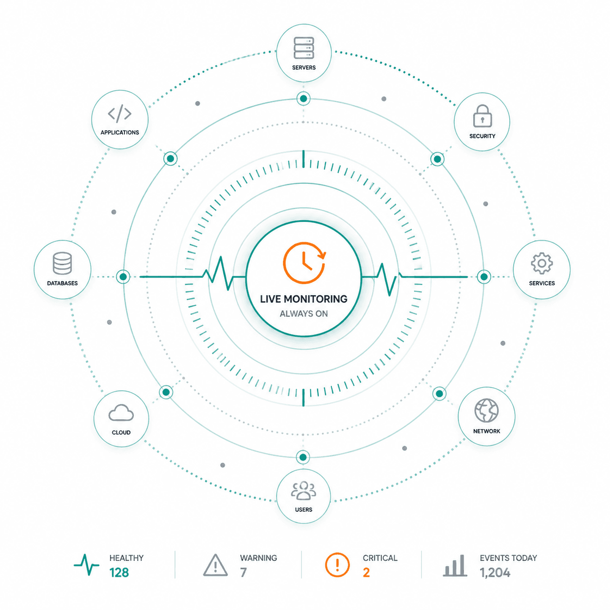 Continuous monitoring across applications, security and data